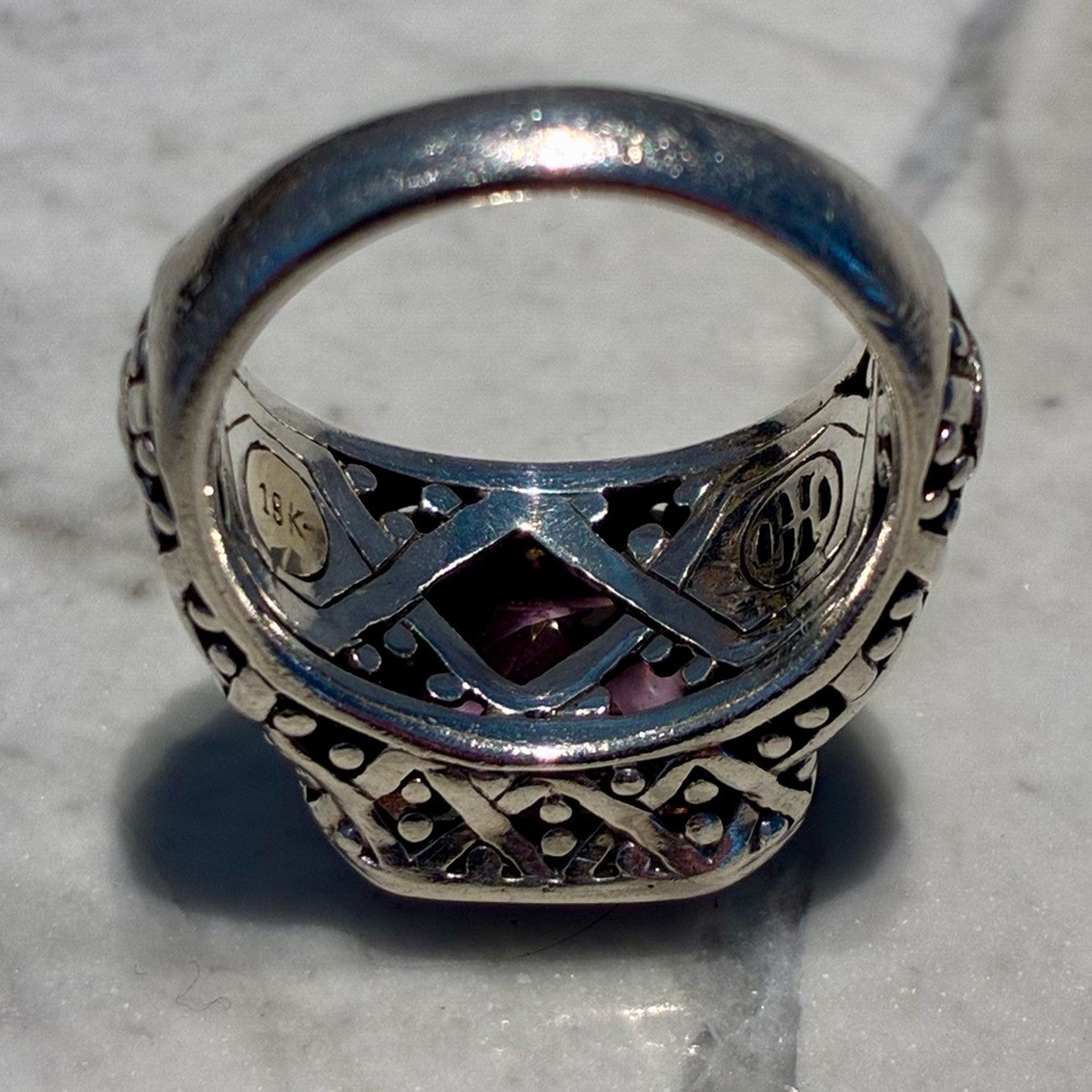 John Hardy Batu Sari Pink Topaz and Diamond Ring, Size 7 - Picture 8 of 8